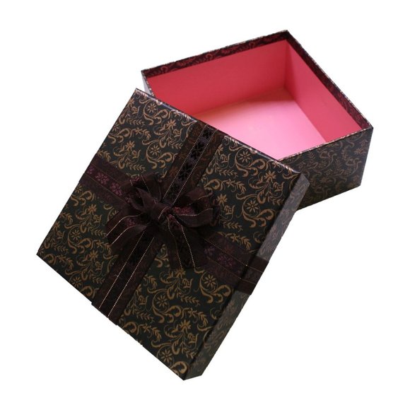 Black and Gold Box with Bow, Nested 3 Pcs - Picture 2 of 5